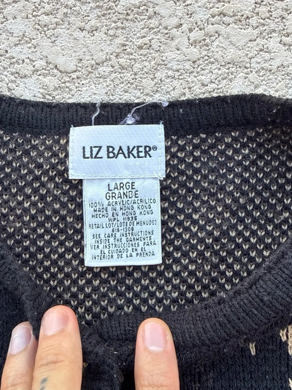 Liz Baker Black Plaid Cardigan with Tan Accents